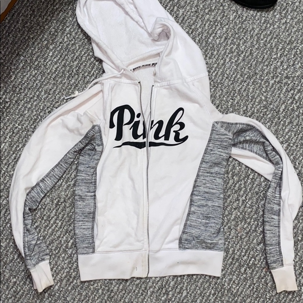PINK white zip-up jacket